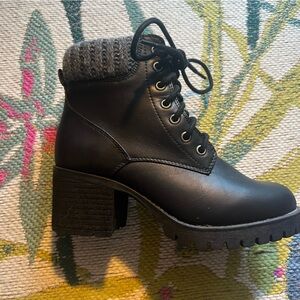 MIA Black Textured Knit Boots